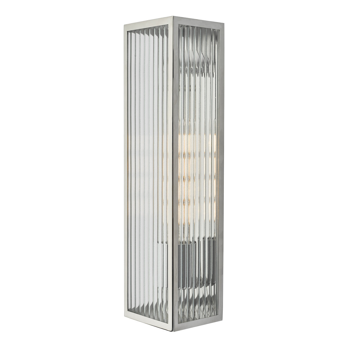 Keegan Large Bathroom Wall Light Polished Stainless Steel Glass IP44<br>Polished Stainless Steel