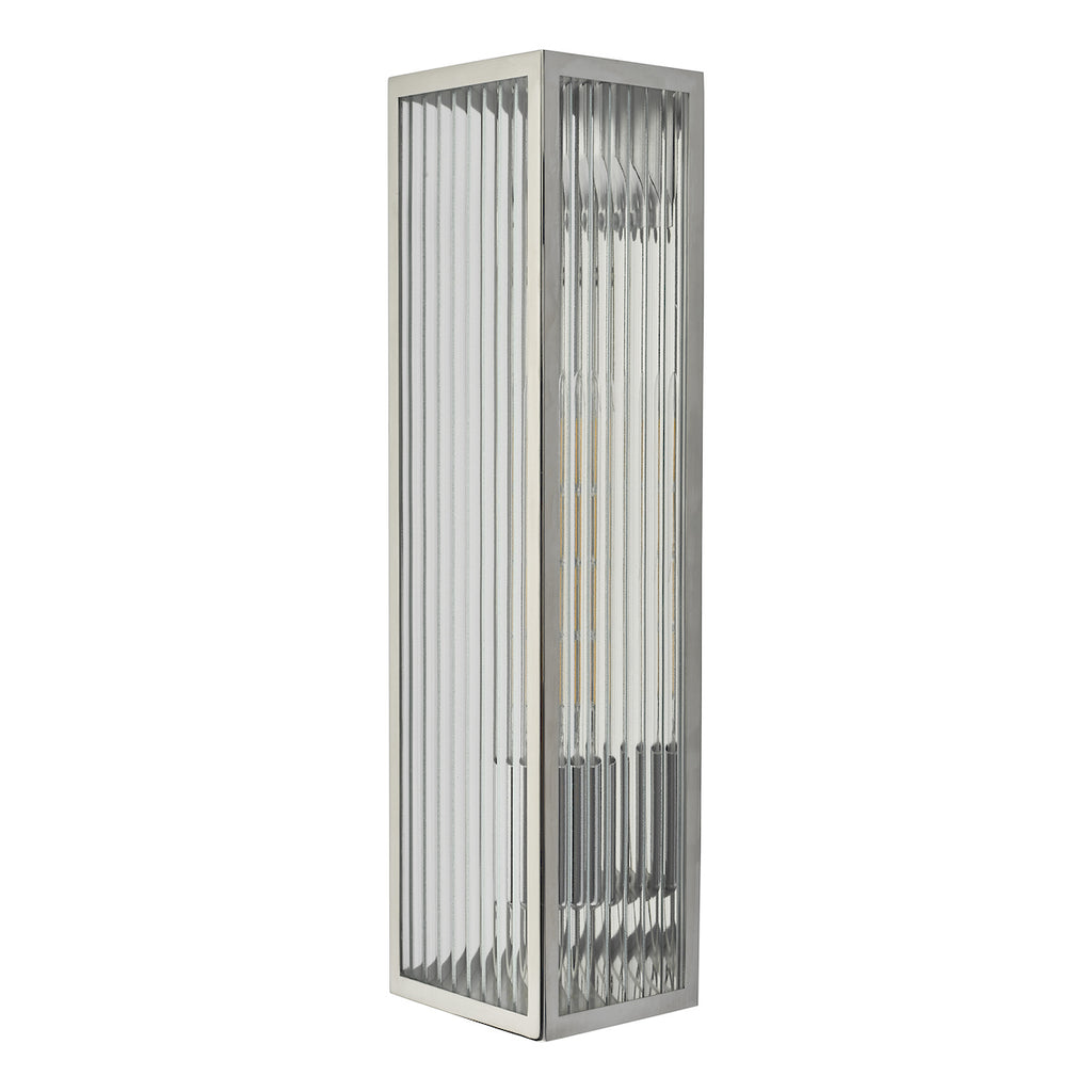 Keegan Large Bathroom Wall Light Polished Stainless Steel Glass IP44<br>Polished Stainless Steel