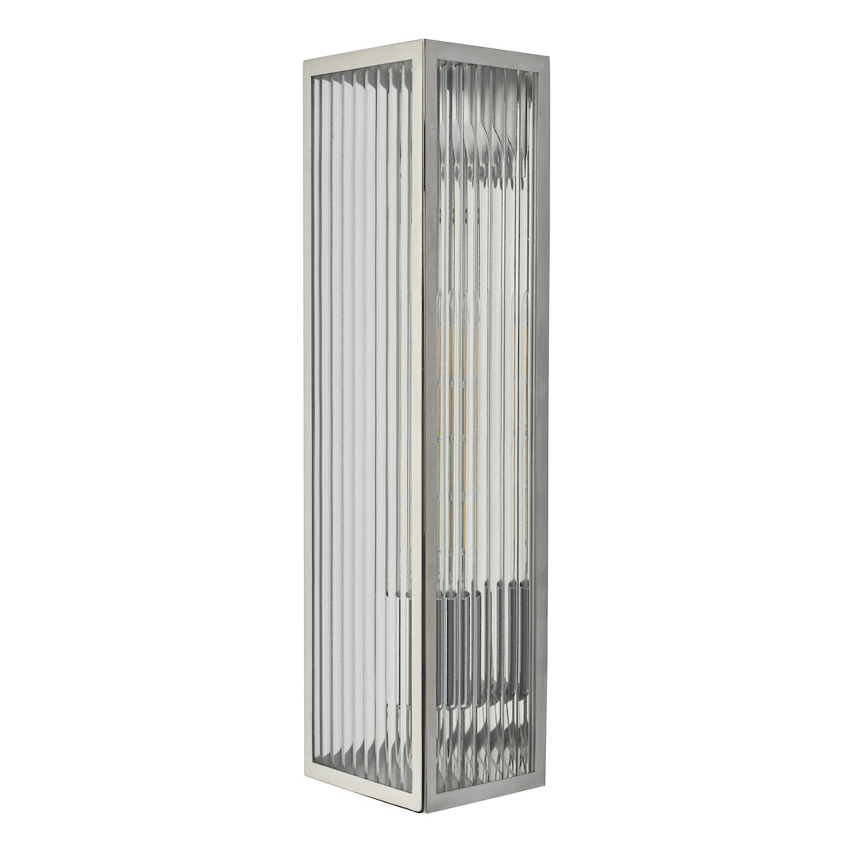 Keegan Large Bathroom Wall Light Polished Stainless Steel Glass IP44<br>Polished Stainless Steel
