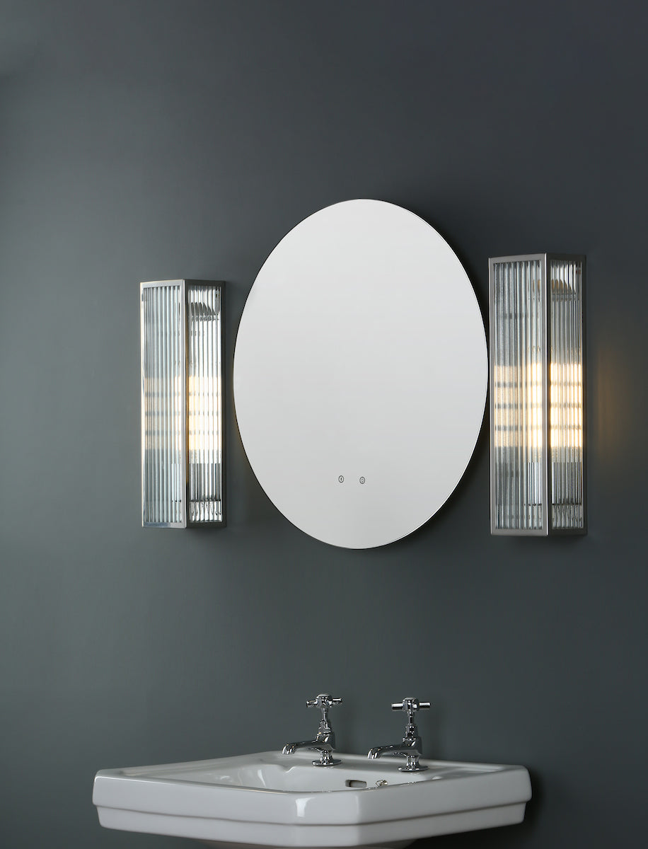 Keegan Large Bathroom Wall Light Polished Stainless Steel Glass IP44<br>Polished Stainless Steel