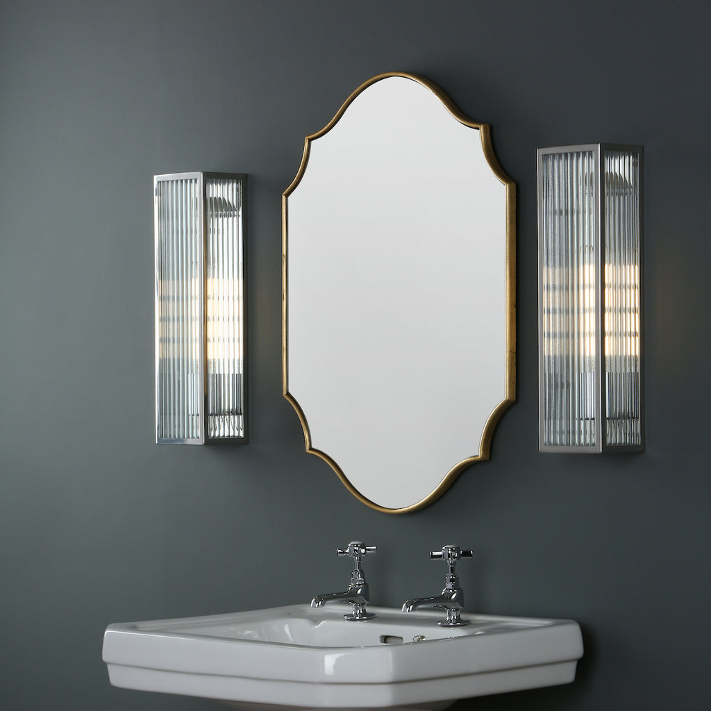 Keegan Large Bathroom Wall Light Polished Stainless Steel Glass IP44<br>Polished Stainless Steel