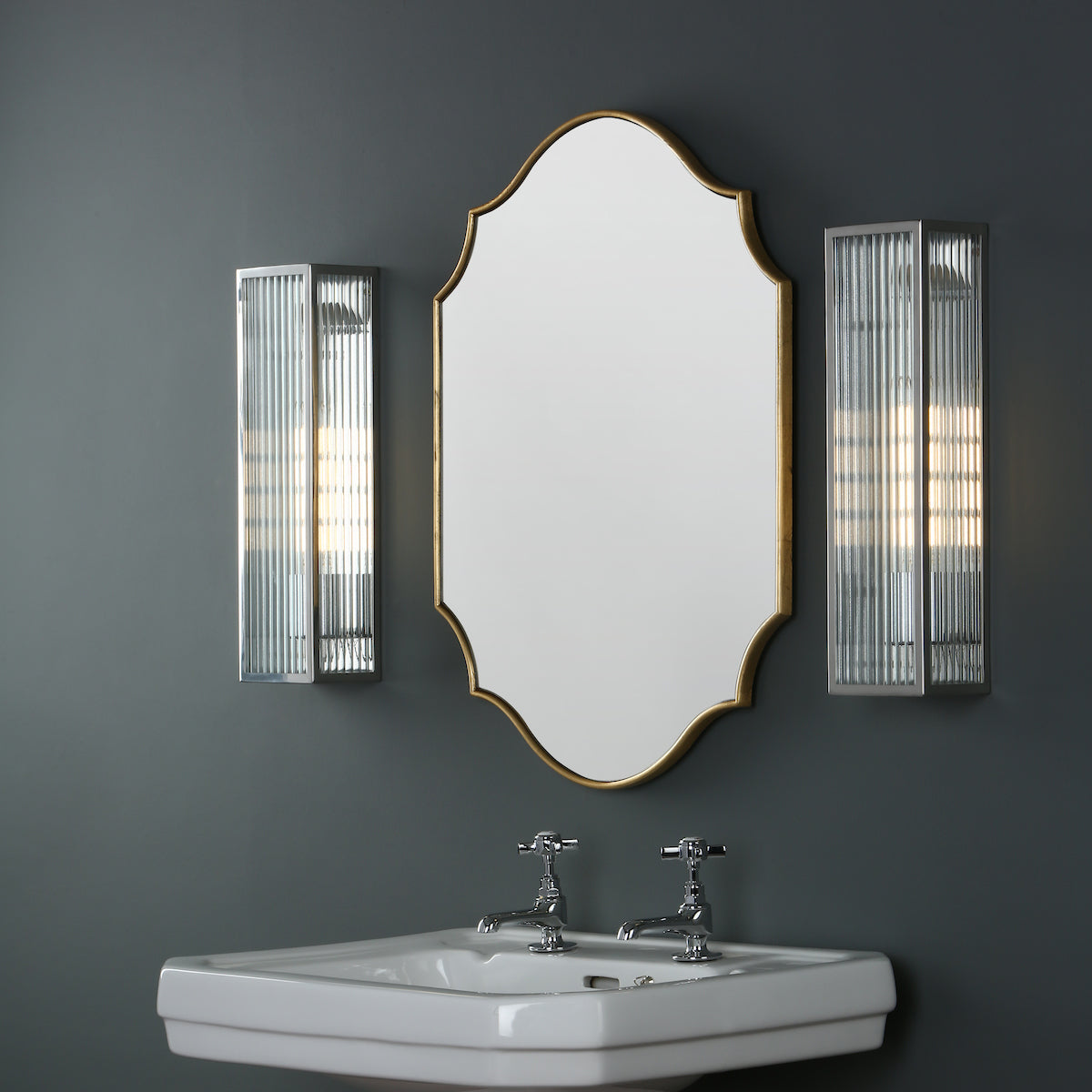 Keegan Large Bathroom Wall Light Polished Stainless Steel Glass IP44<br>Polished Stainless Steel