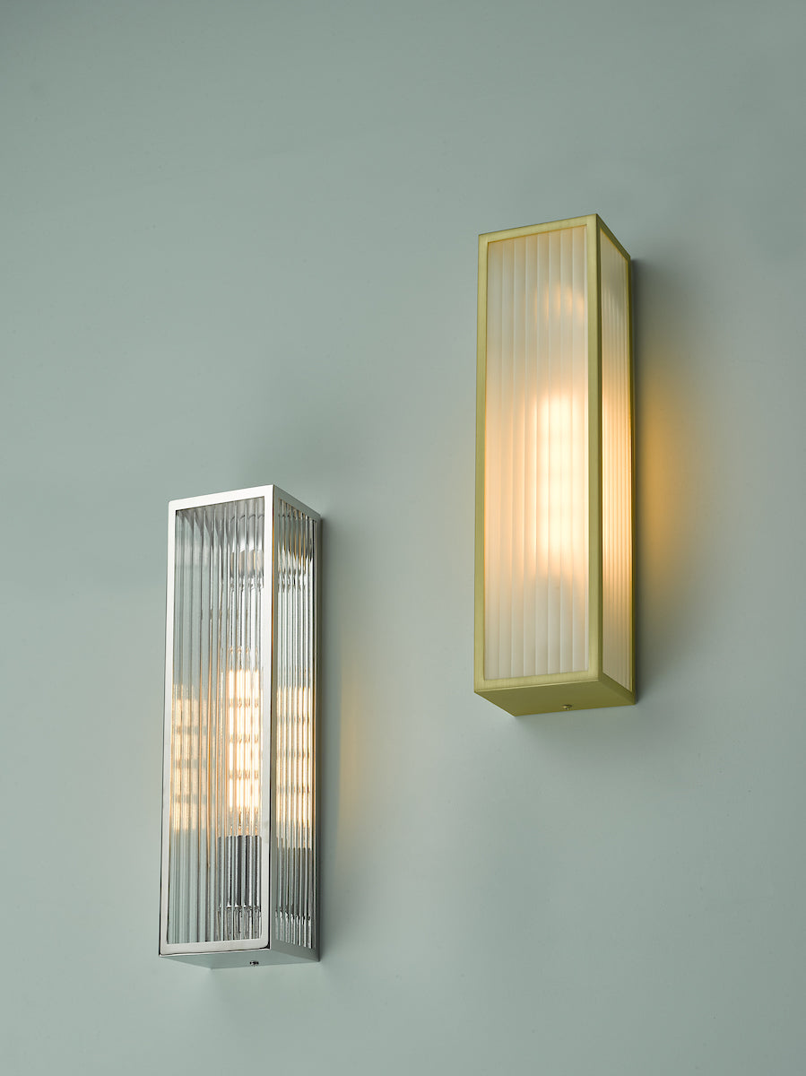 Keegan Large Bathroom Wall Light Polished Stainless Steel Glass IP44<br>Polished Stainless Steel