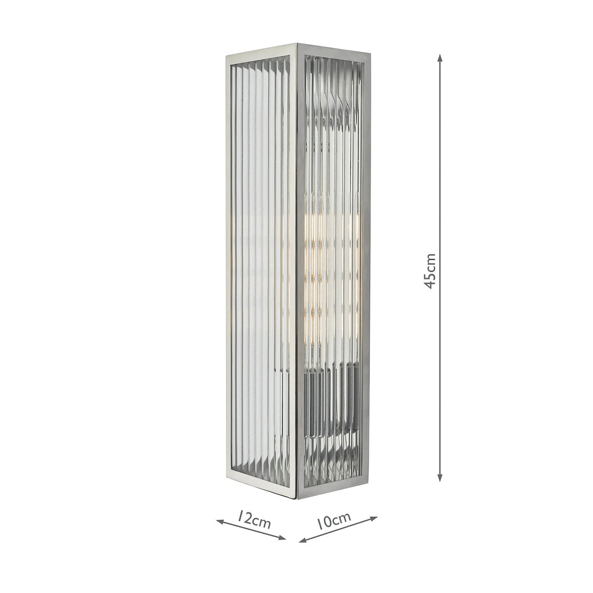 Keegan Large Bathroom Wall Light Polished Stainless Steel Glass IP44<br>Polished Stainless Steel