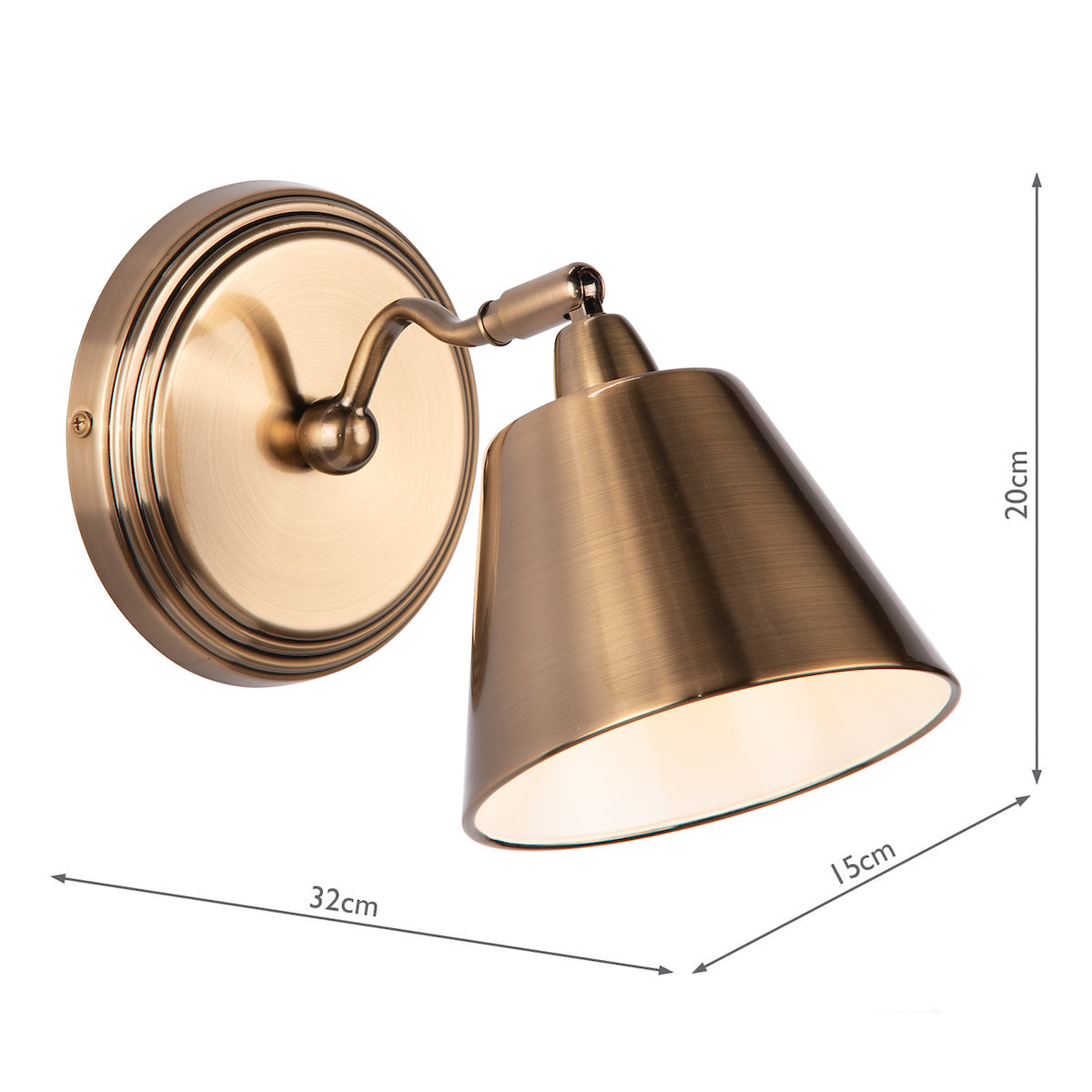 Kempten Single Wall Spotlight Antique Brass<br>Antique Brass