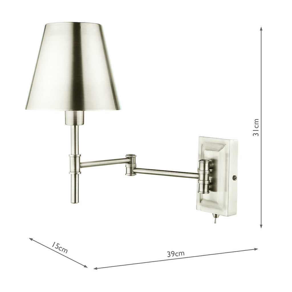 Kensington 1 Light Swing Arm Wall Light Polished Nickel<br>Polished Nickel