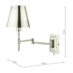 Kensington 1 Light Swing Arm Wall Light Polished Nickel<br>Polished Nickel