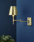 Kensington 1 Light Swing Arm Wall Light Antique Brass<br>Antique Brass