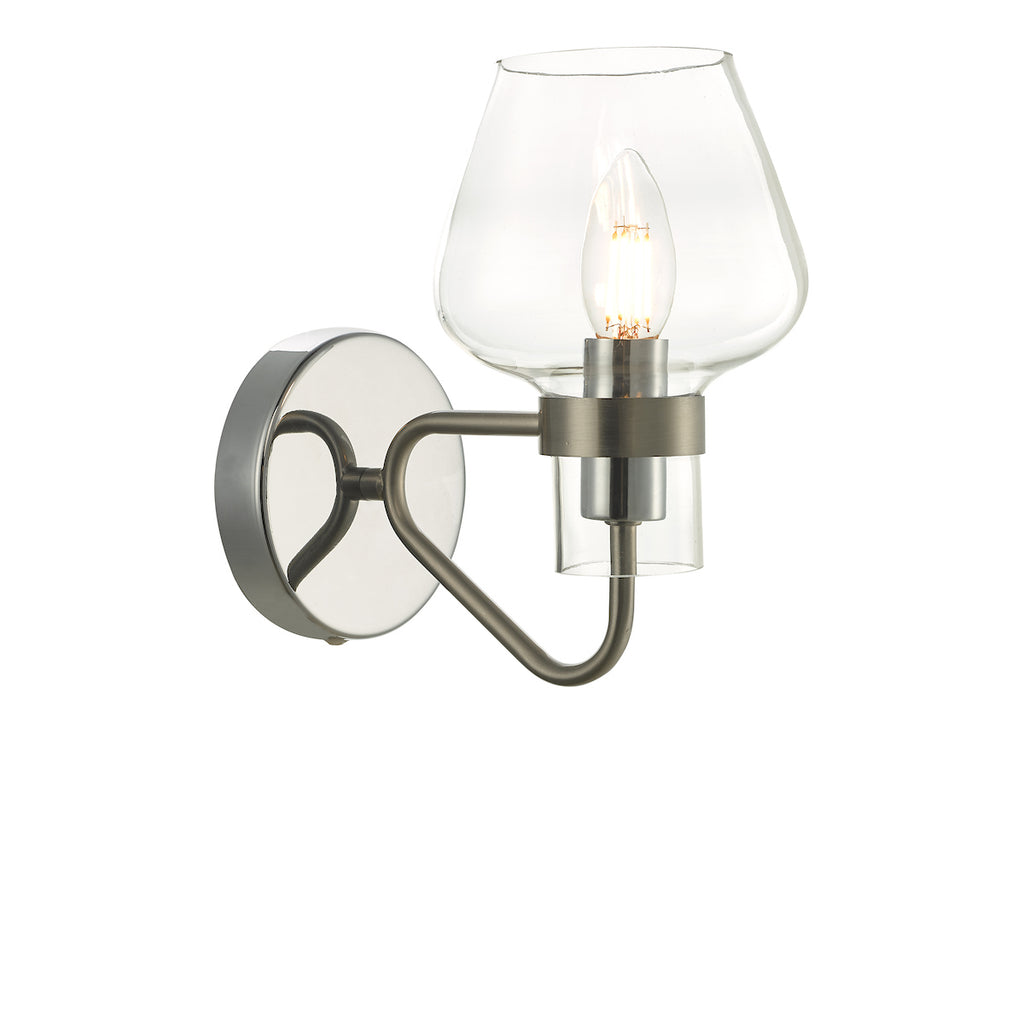 Keta Wall Light Satin Chrome Glass<br>Satin Chrome