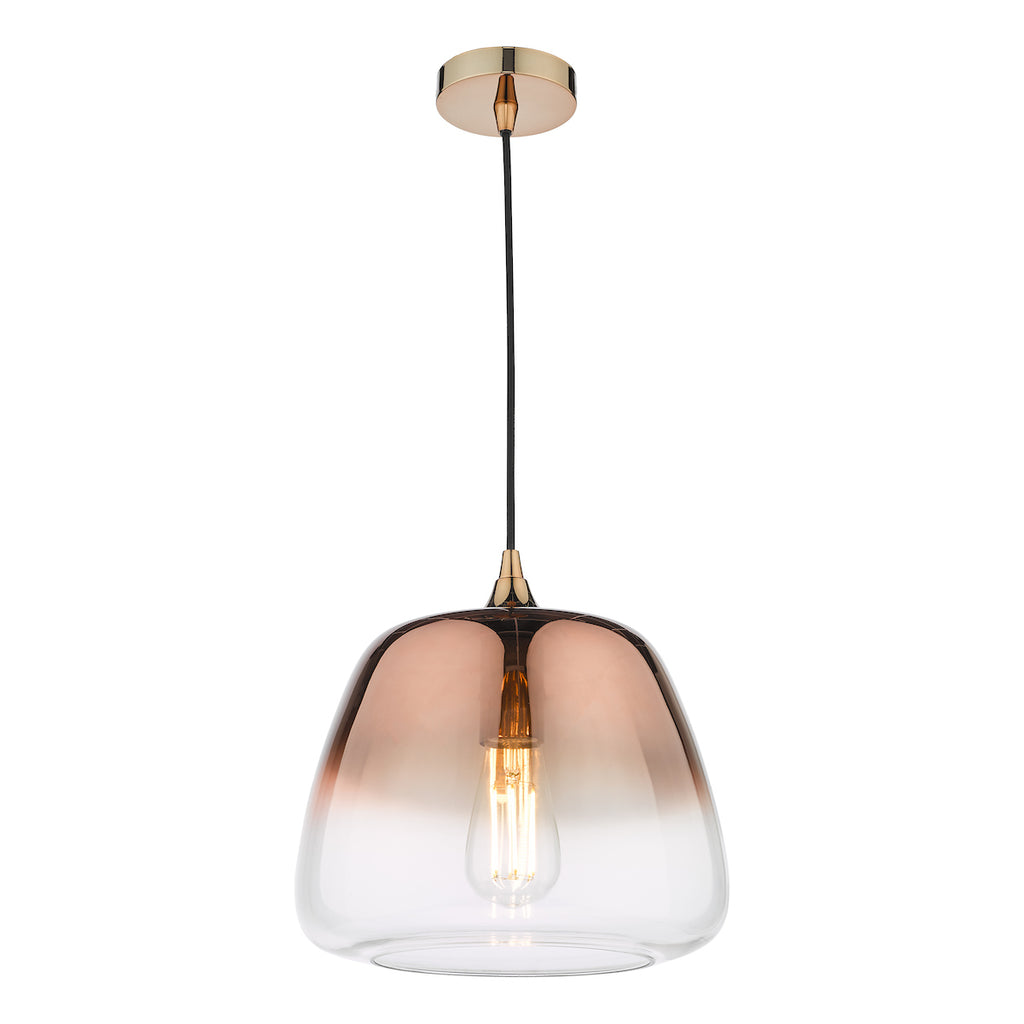 Klaxon 1 Light Pendant Ombre Copper Glass<br>Copper Glass