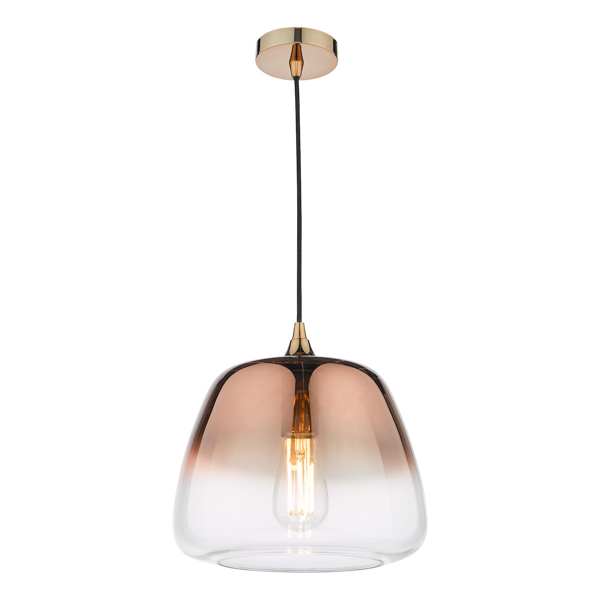 Klaxon 1 Light Pendant Ombre Copper Glass<br>Copper Glass