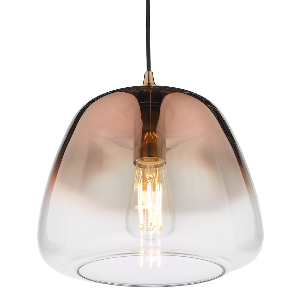 Klaxon 1 Light Pendant Ombre Copper Glass<br>Copper Glass