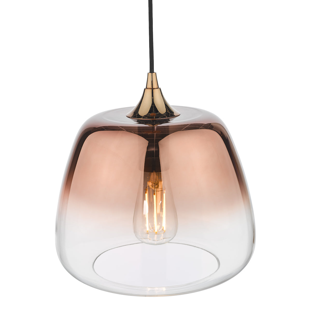 Klaxon 1 Light Pendant Ombre Copper Glass<br>Copper Glass
