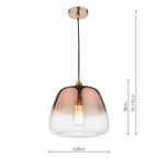 Klaxon 1 Light Pendant Ombre Copper Glass<br>Copper Glass