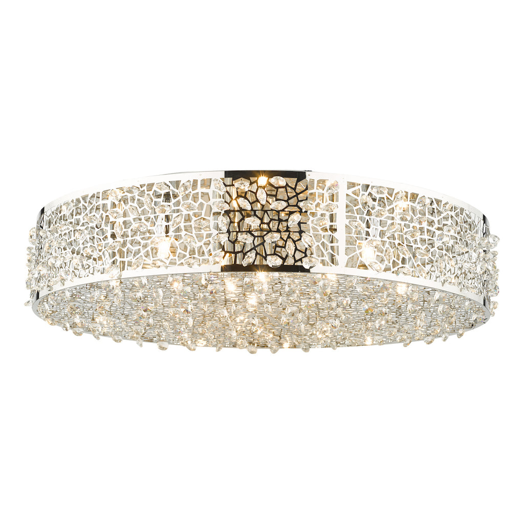 Kotaro 6 Light Flush Polished Chrome & Crystal<br>Polished Stainless Steel