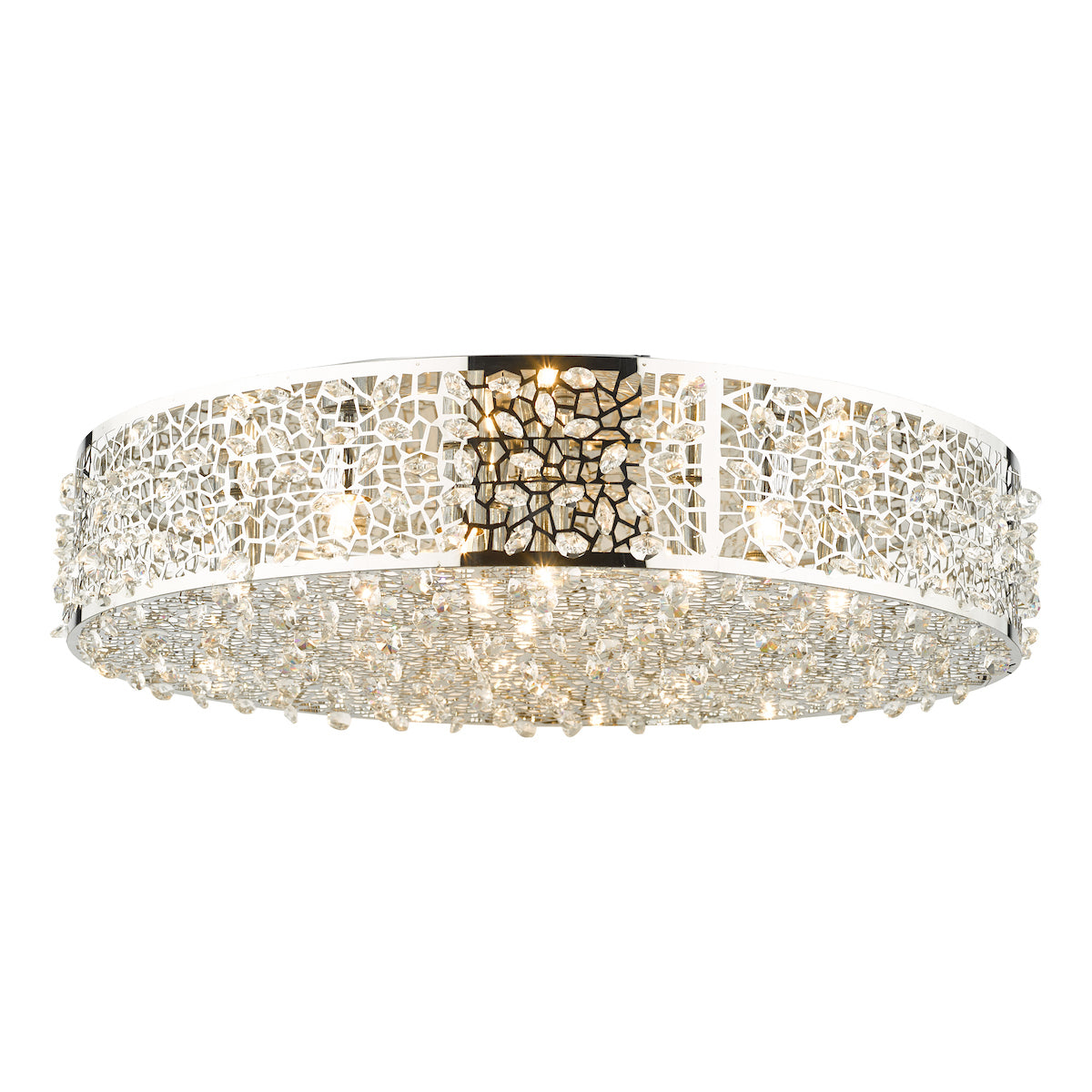 Kotaro 6 Light Flush Polished Chrome & Crystal<br>Polished Stainless Steel