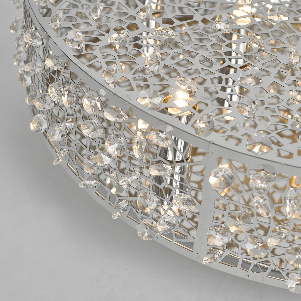 Kotaro 6 Light Flush Polished Chrome & Crystal<br>Polished Stainless Steel