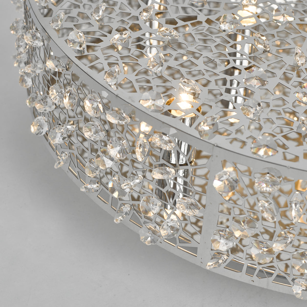 Kotaro 6 Light Flush Polished Chrome & Crystal<br>Polished Stainless Steel