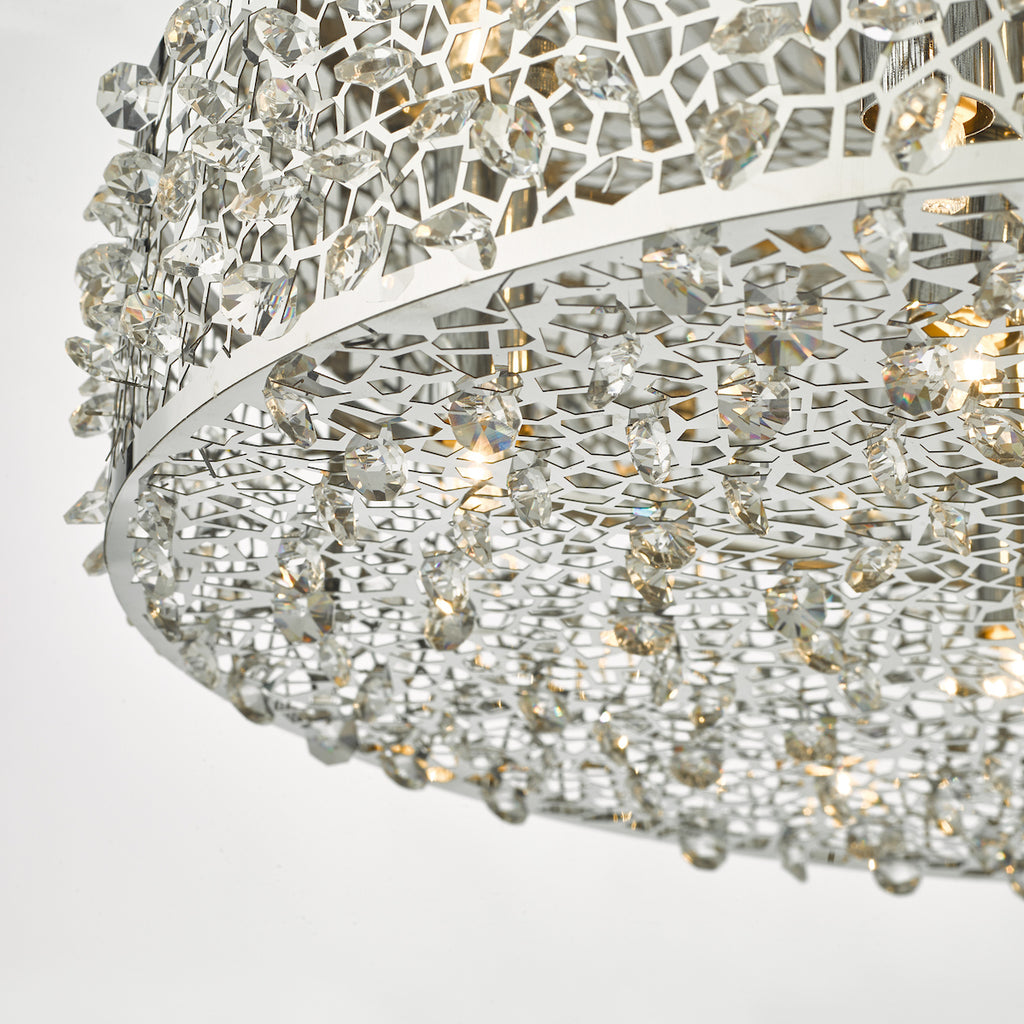 Kotaro 6 Light Flush Polished Chrome & Crystal<br>Polished Stainless Steel