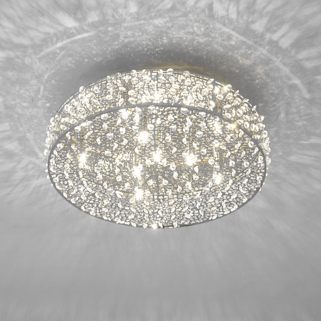 Kotaro 6 Light Flush Polished Chrome & Crystal<br>Polished Stainless Steel