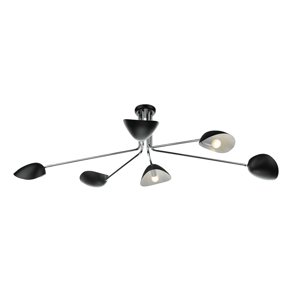 Krug 6 Light Semi Flush Black & Polished Chrome<br>Polished Chrome