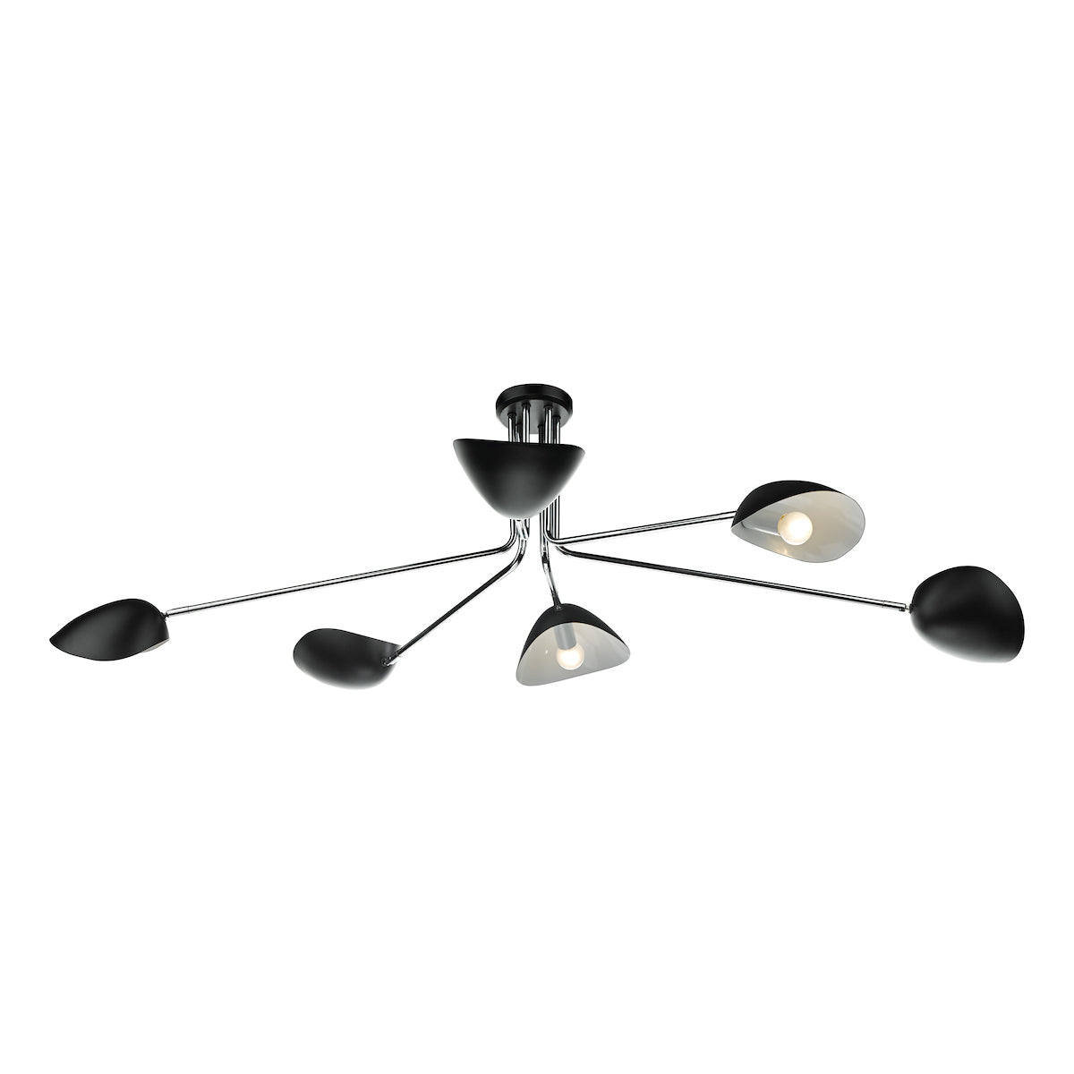 Krug 6 Light Semi Flush Black & Polished Chrome<br>Polished Chrome