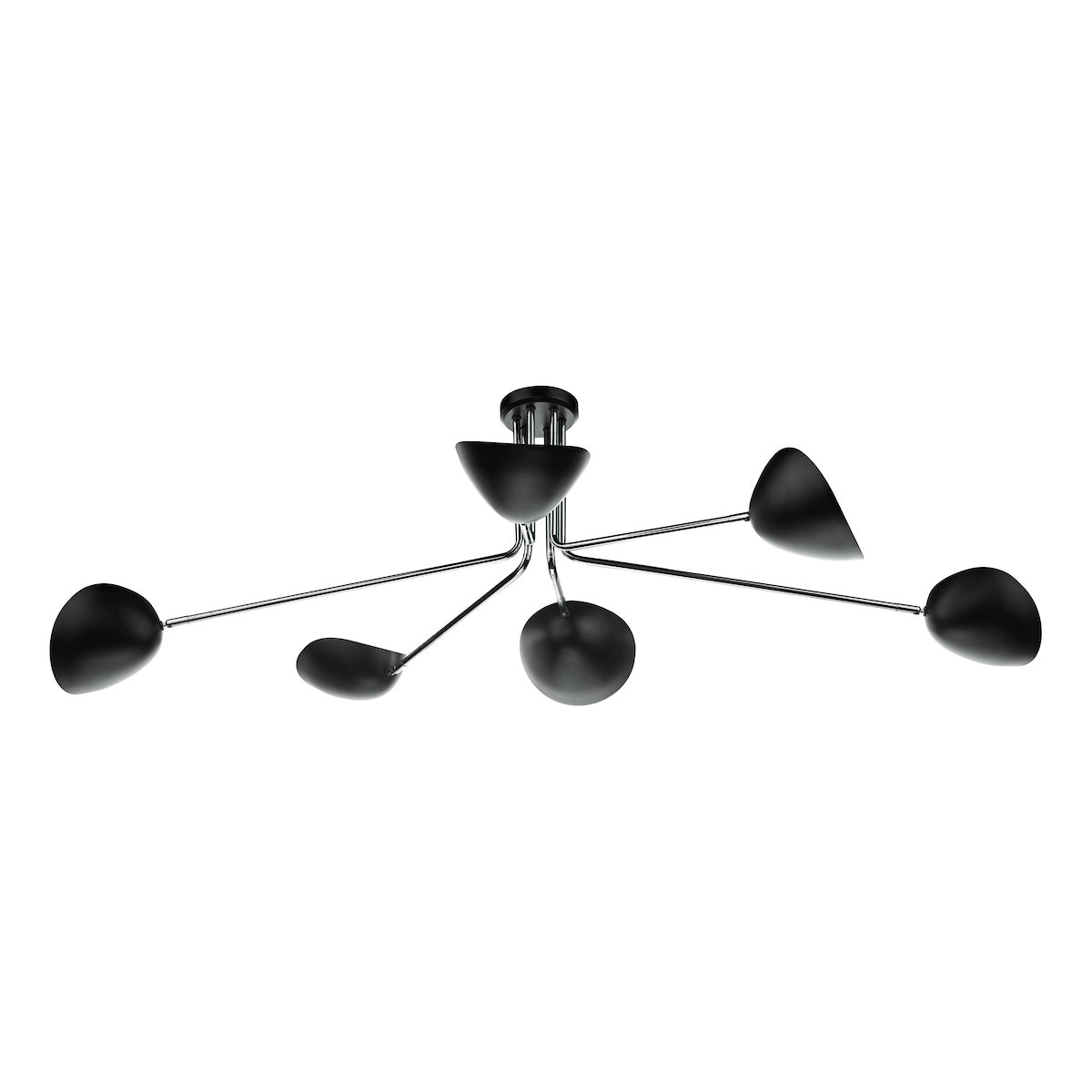 Krug 6 Light Semi Flush Black & Polished Chrome<br>Polished Chrome