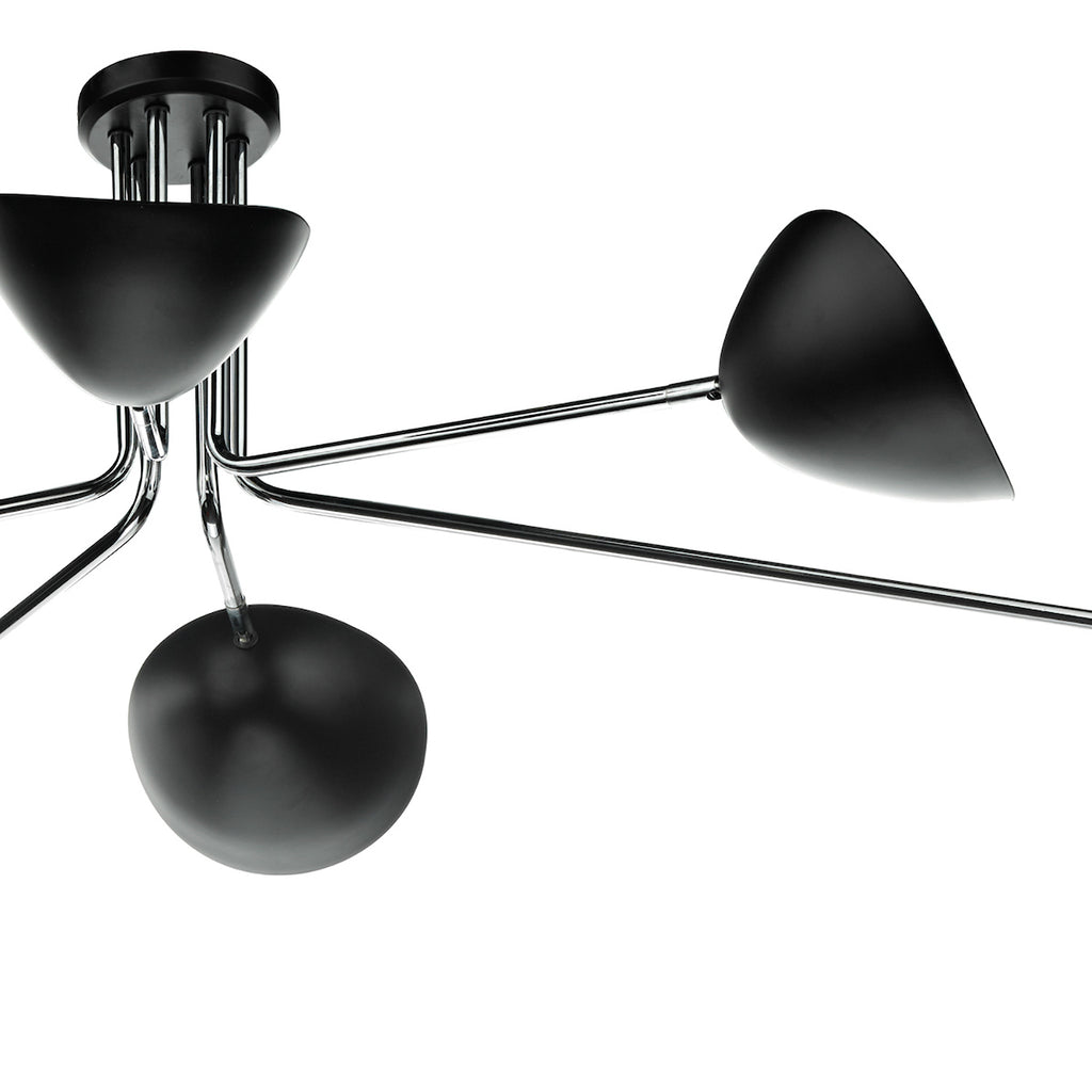 Krug 6 Light Semi Flush Black & Polished Chrome<br>Polished Chrome