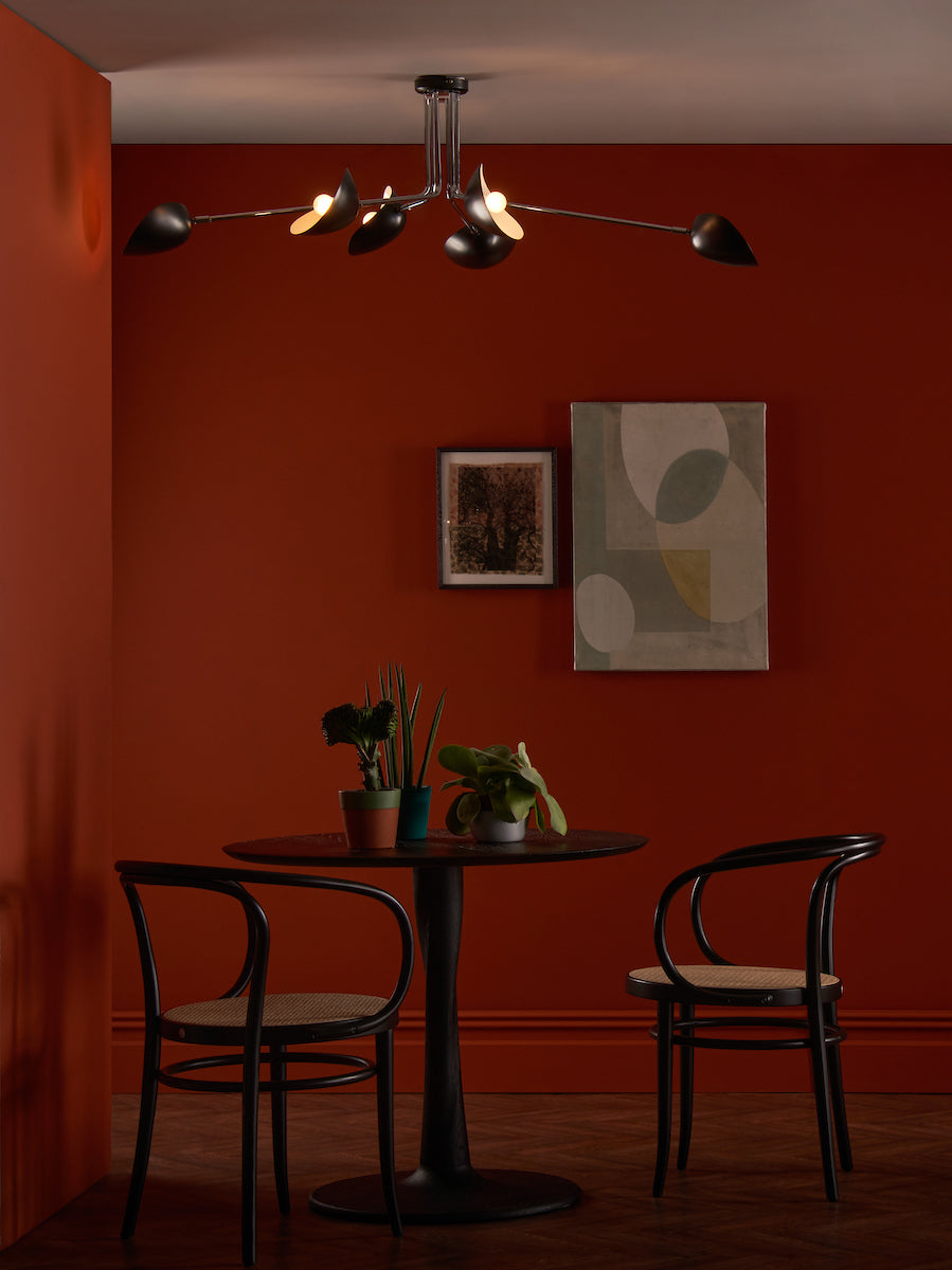 Krug 6 Light Semi Flush Black & Polished Chrome<br>Polished Chrome