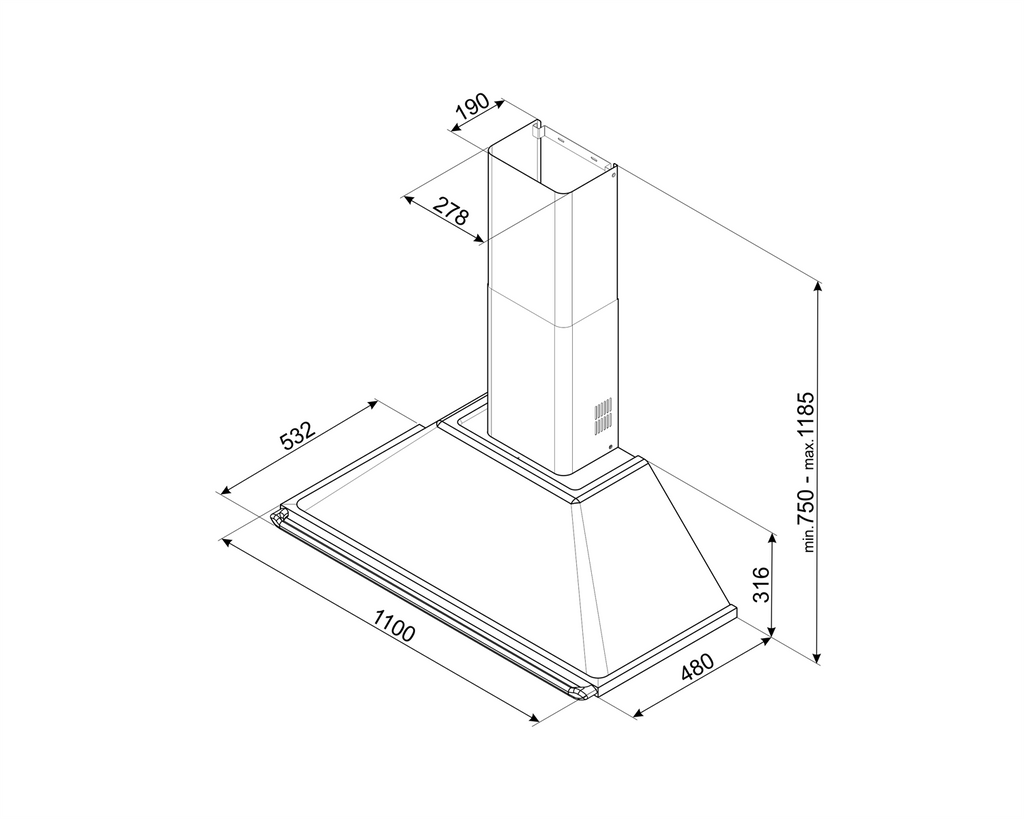 Smeg KT110 Victoria Chimney Cooker Hood