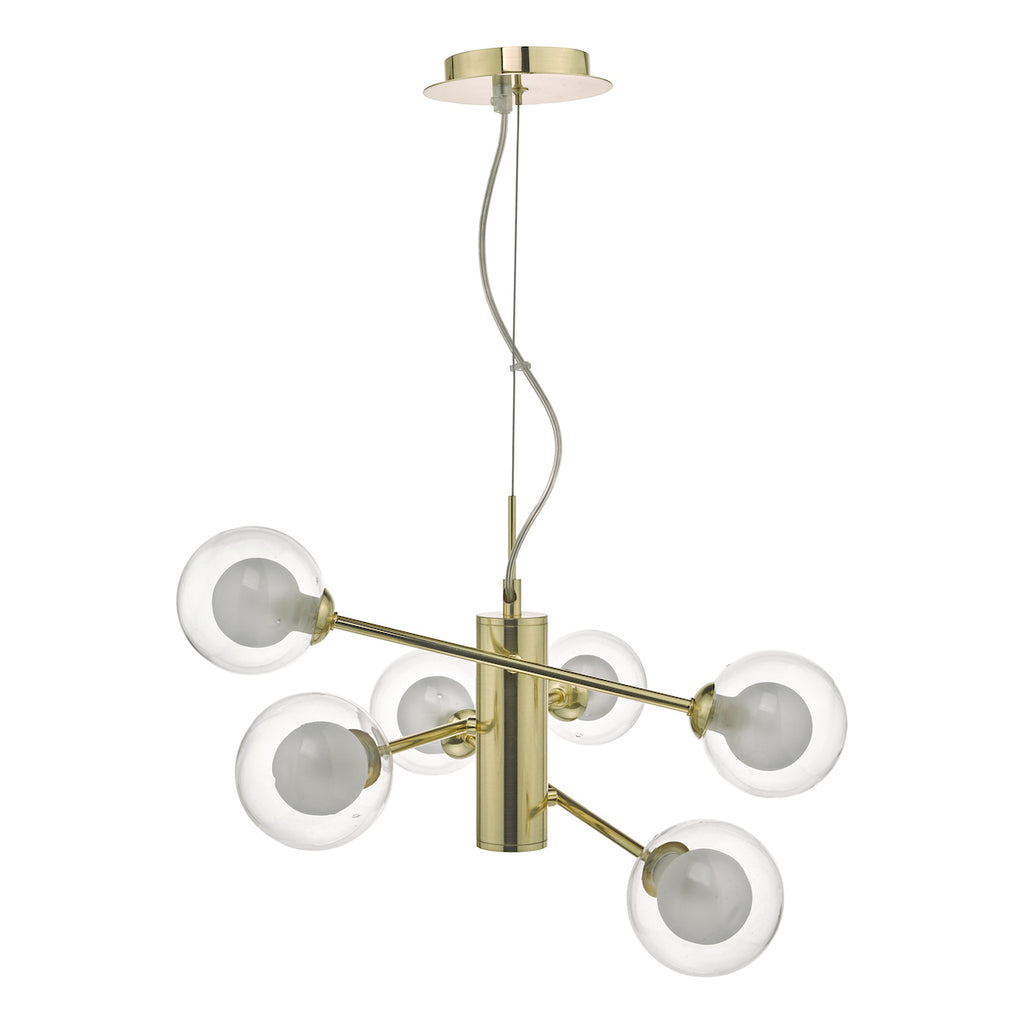 Kumara 6 Light Pendant Gold & Glass<br>Polished Gold
