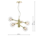 Kumara 6 Light Pendant Gold & Glass<br>Polished Gold