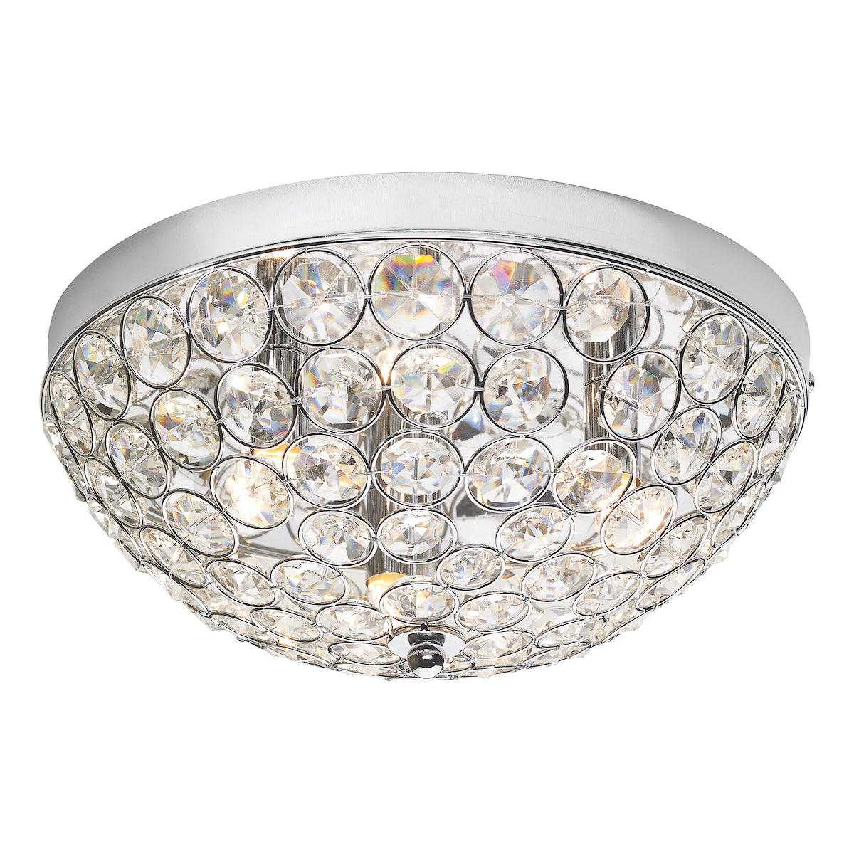 Kyrie 3 Light Flush In Polished Chrome & Crystal<br>Crystal