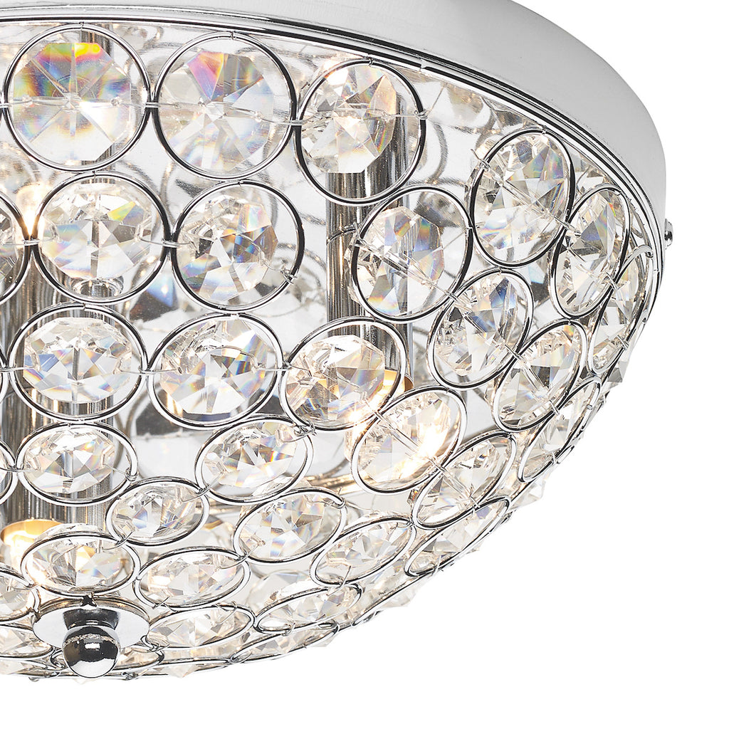 Kyrie 3 Light Flush In Polished Chrome & Crystal<br>Crystal