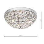 Kyrie 3 Light Flush In Polished Chrome & Crystal<br>Crystal