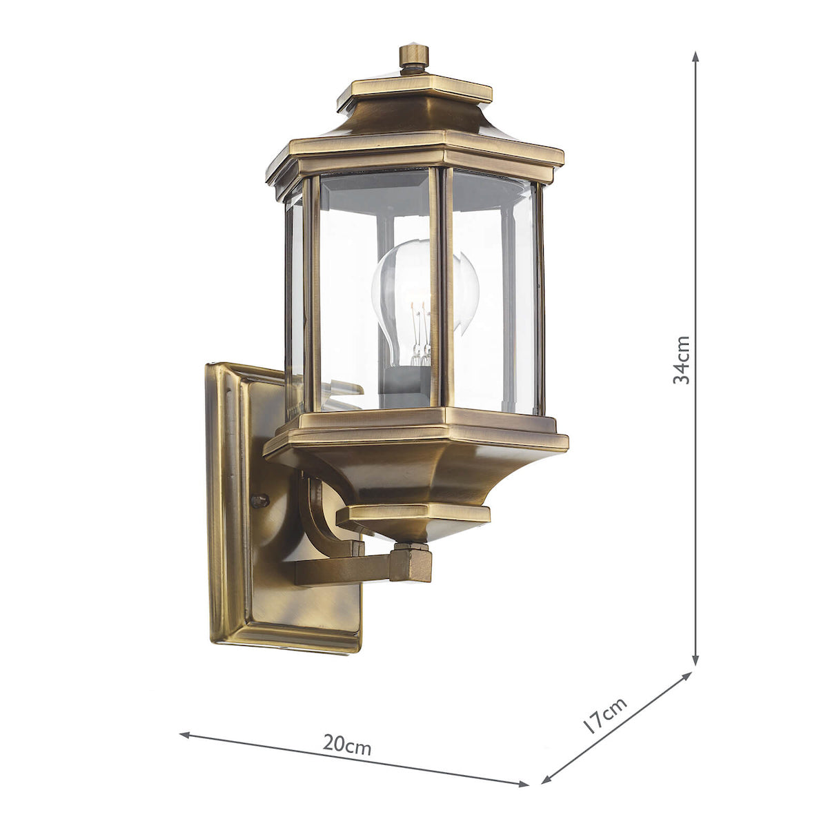 Ladbroke Outdoor Wall Light Antique Brass Glass IP44<br>Antique Brass