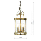 Lambeth 3 Light Lantern Dual Mount Polished Brass<br>Polished Brass