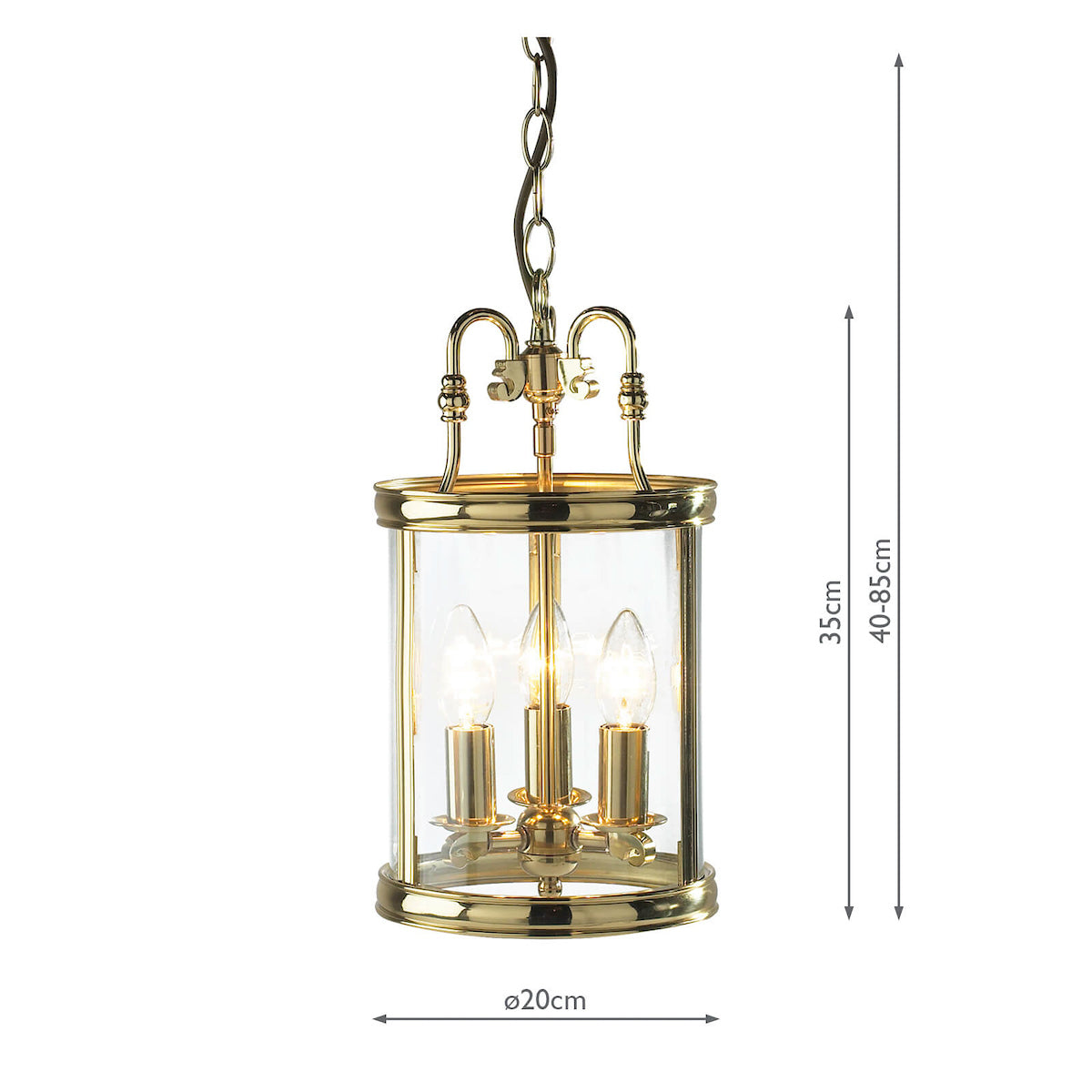 Lambeth 3 Light Lantern Dual Mount Polished Brass<br>Polished Brass