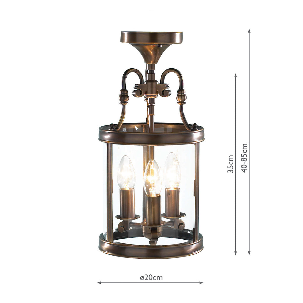 Lambeth 3 Light Lantern Dual Mount Antique Brass<br>Antique Brass