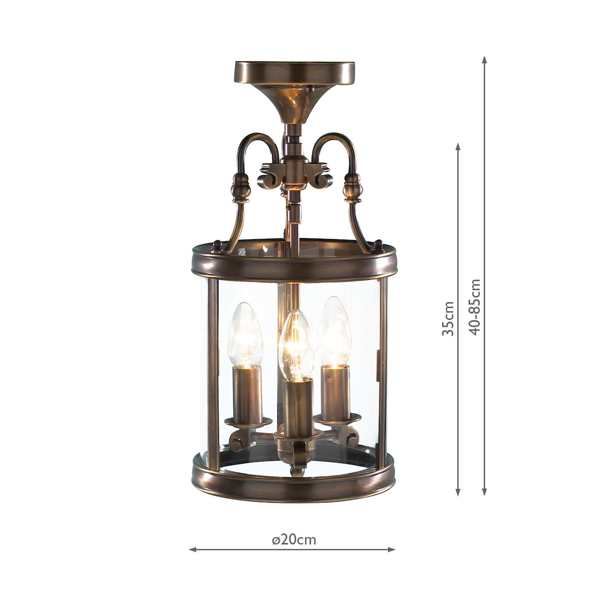Lambeth 3 Light Lantern Dual Mount Antique Brass<br>Antique Brass