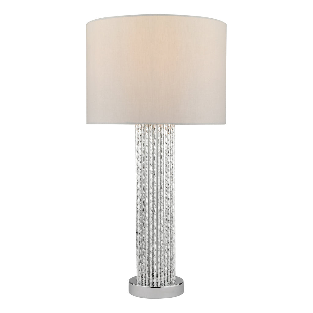 Lazio Table Lamp Polished Chrome Silver Rod With Faux Silk Shade <br>Satin Silver