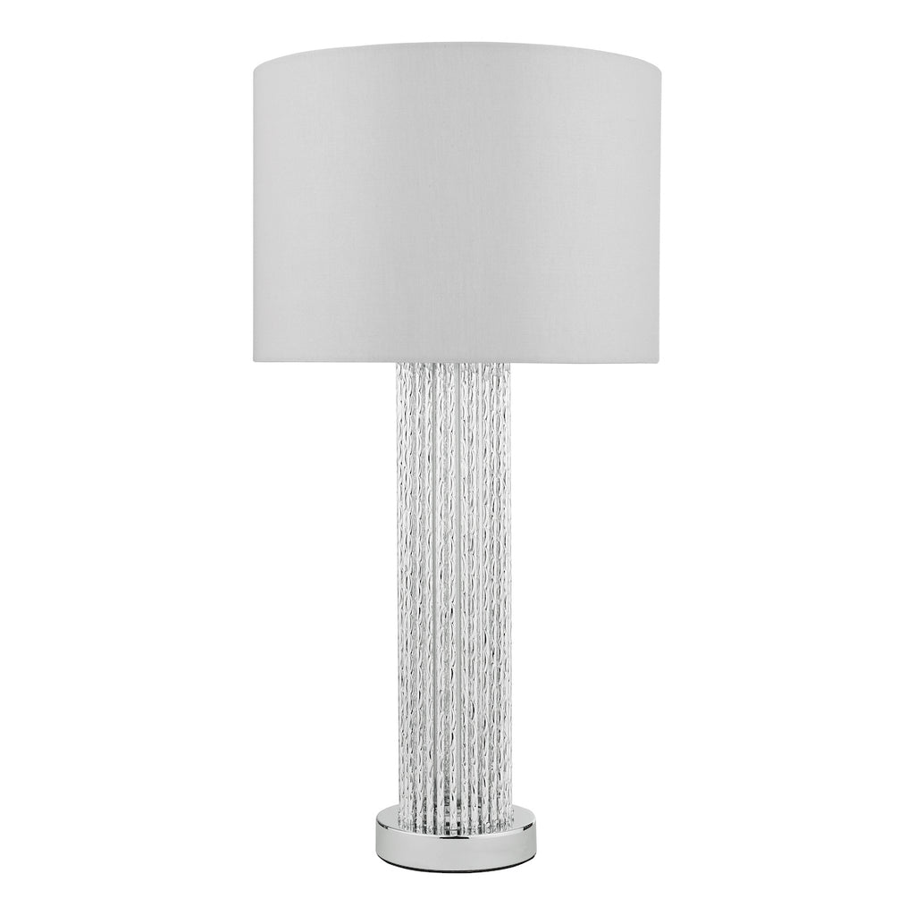 Lazio Table Lamp Polished Chrome Silver Rod With Faux Silk Shade <br>Satin Silver