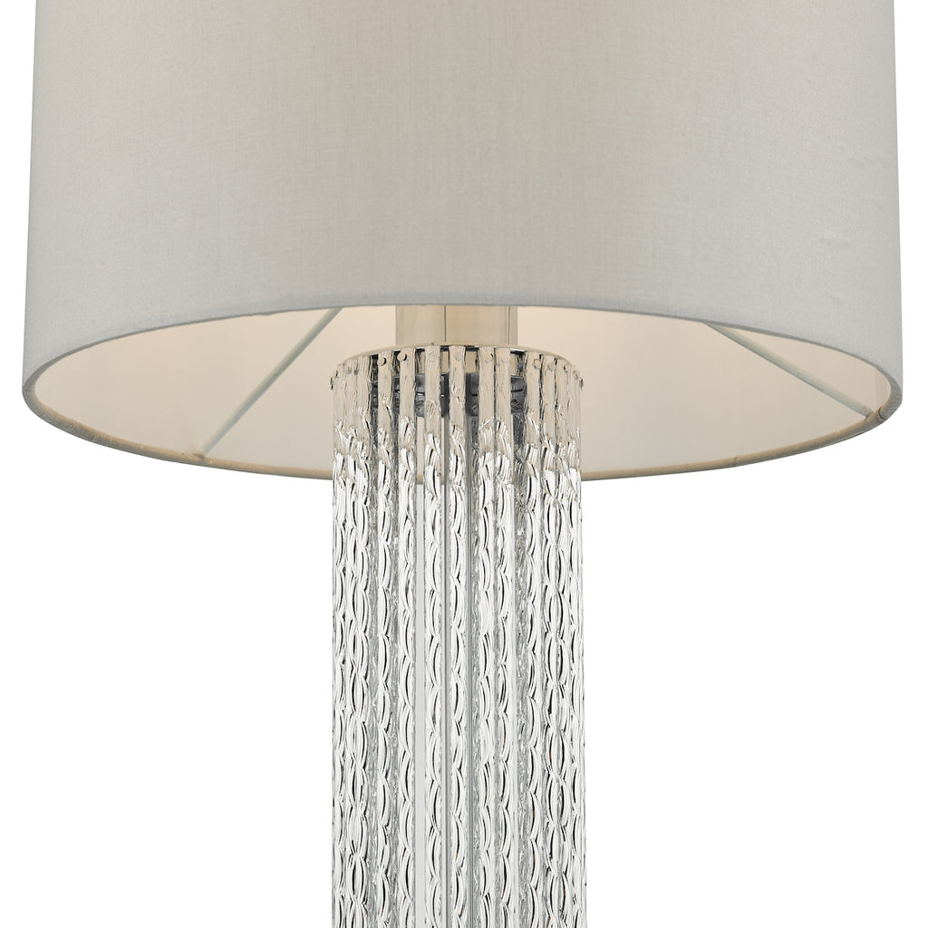 Lazio Table Lamp Polished Chrome Silver Rod With Faux Silk Shade <br>Satin Silver