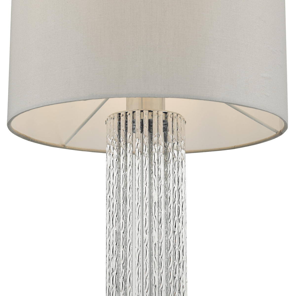 Lazio Table Lamp Polished Chrome Silver Rod With Faux Silk Shade <br>Satin Silver