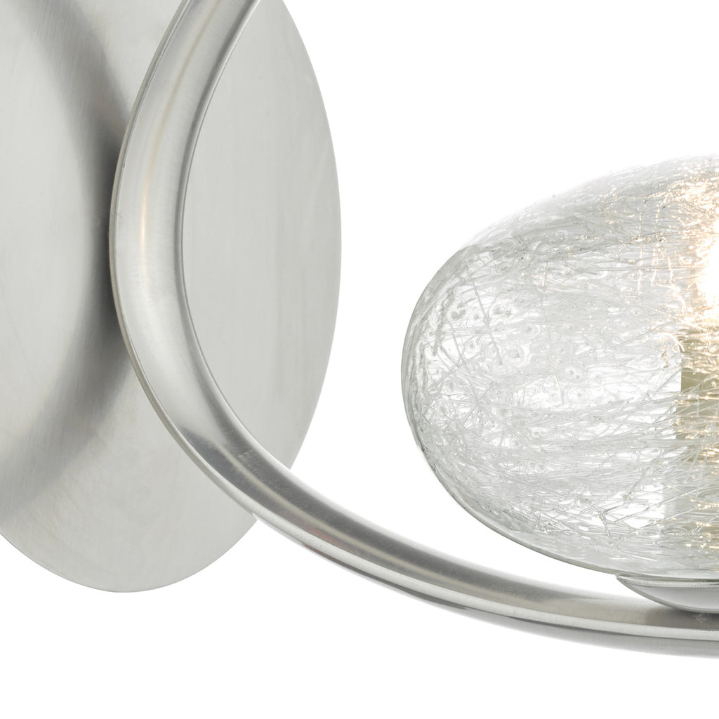 Leighton Wall Light Satin Chrome & Sugar Cane Glass<br>Satin Chrome