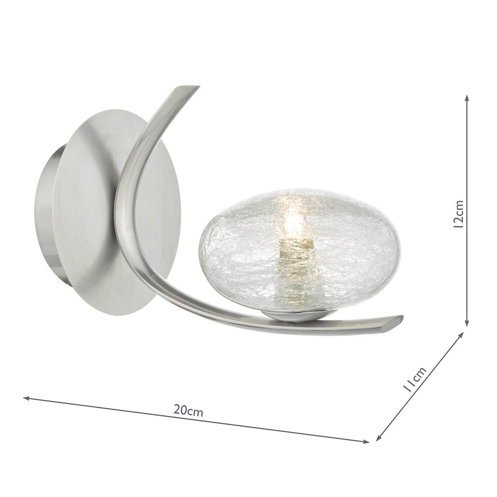 Leighton Wall Light Satin Chrome & Sugar Cane Glass<br>Satin Chrome
