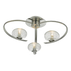 Leighton 3 Light Semi Flush Satin Chrome Glass<br>Satin Chrome