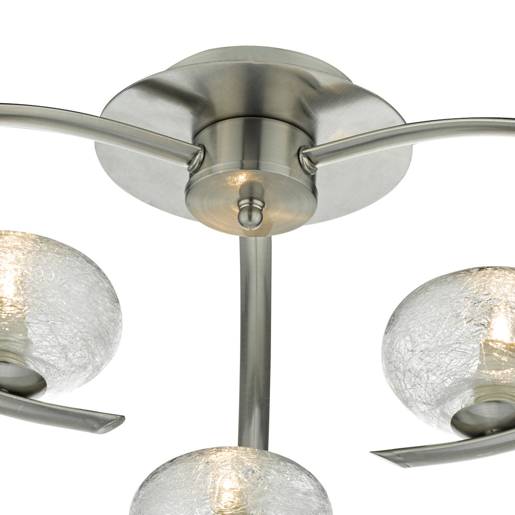Leighton 3 Light Semi Flush Satin Chrome Glass<br>Satin Chrome