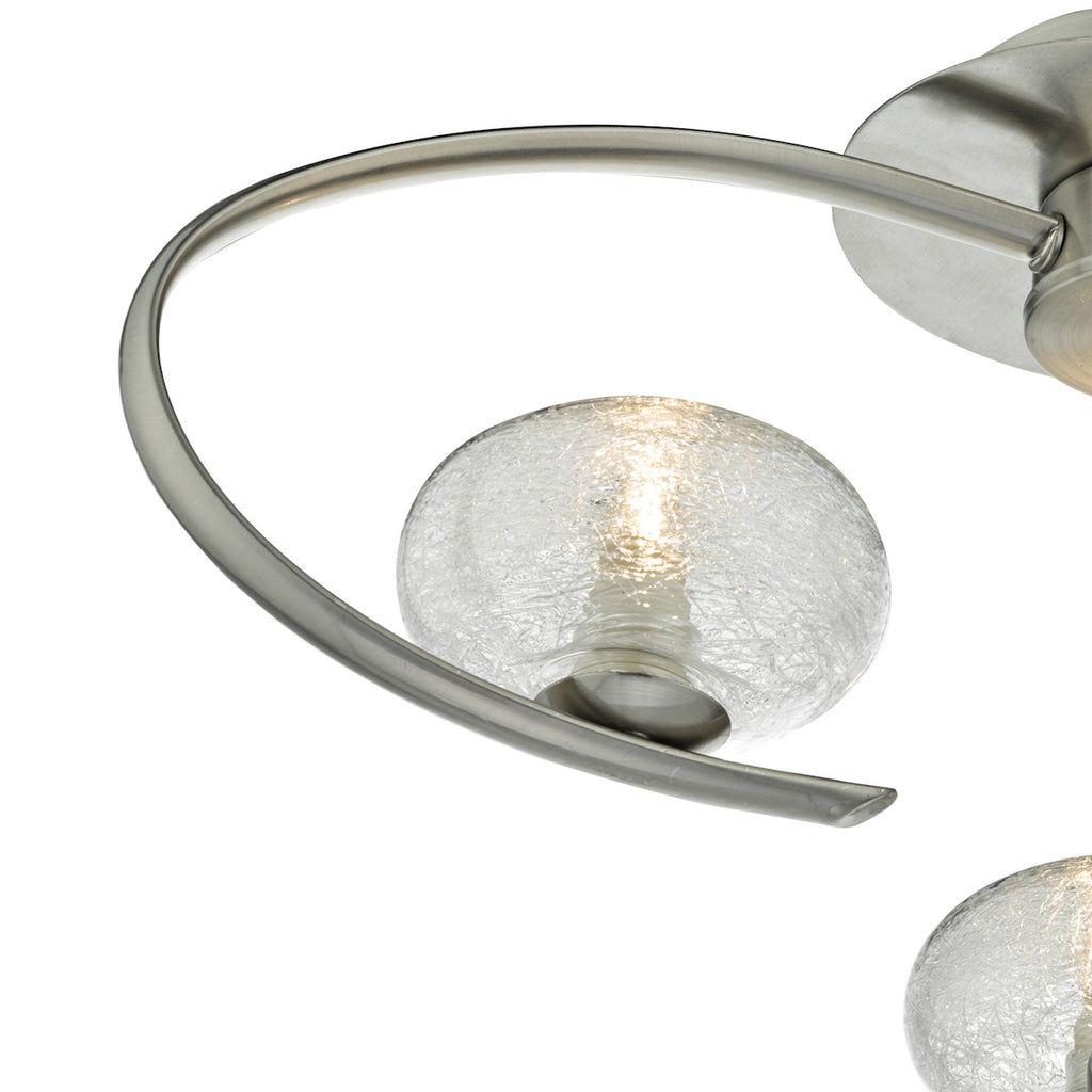 Leighton 3 Light Semi Flush Satin Chrome Glass<br>Satin Chrome