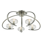 Leighton 5lt Semi Flush Satin Chrome & Sugar Cane Glass<br>Satin Chrome